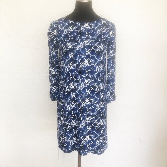 J. Crew Mercantile Blue Floral Watercolor Shift Spring Dress Size XS - Picture 2 of 7